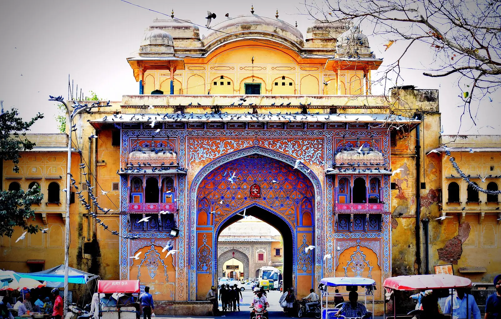 The painted City Palace gateway in the old city of Jaipur