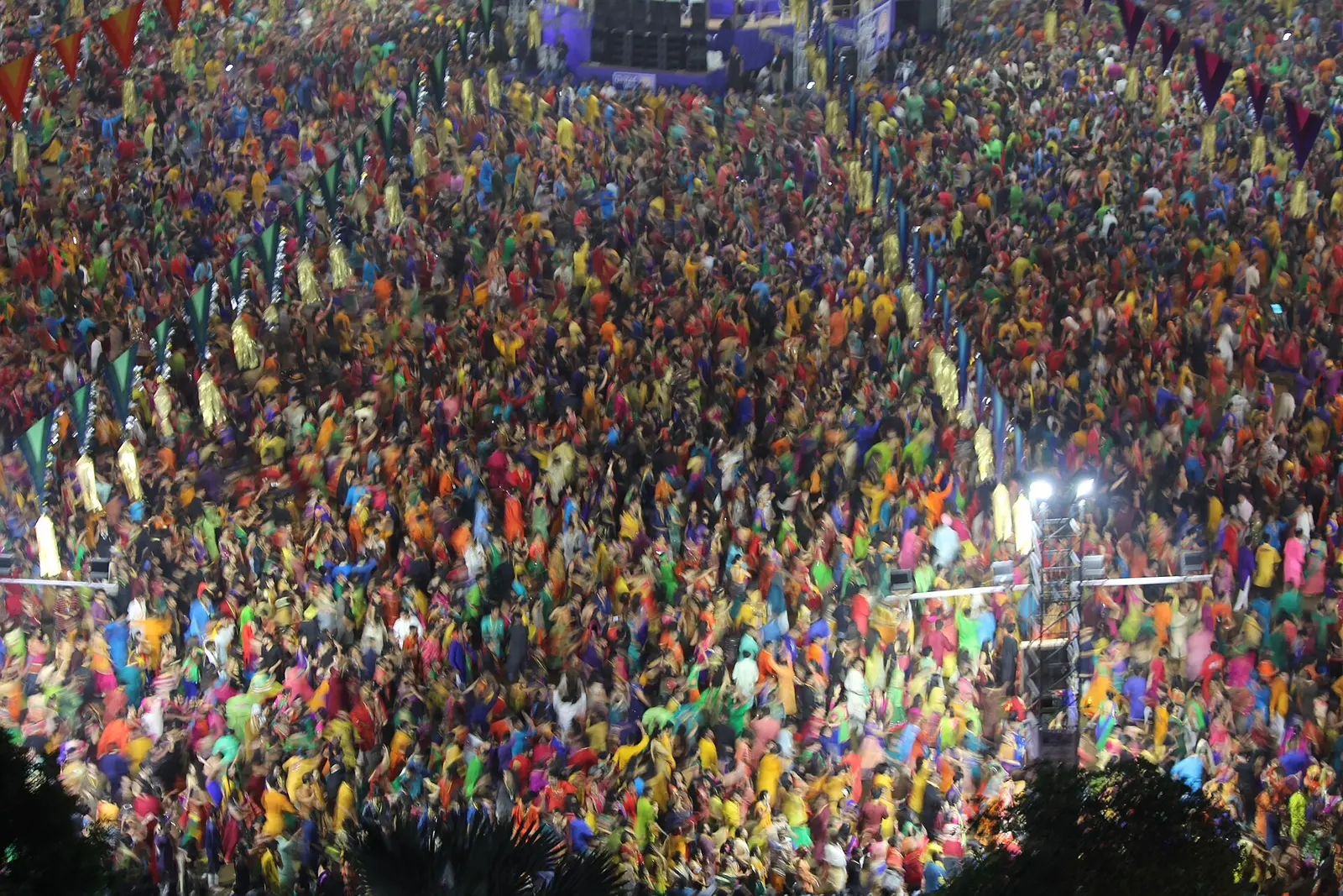 Thousands of people dancing garba on a Navratri night in Vadodara